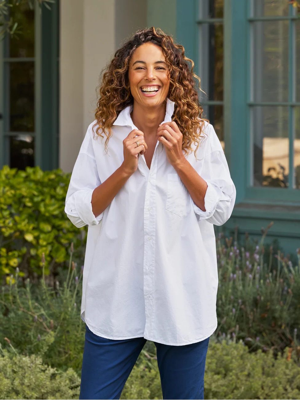 Frank & Eileen Shirley White 100% Cotton Button Down Shirt Medium Oversized